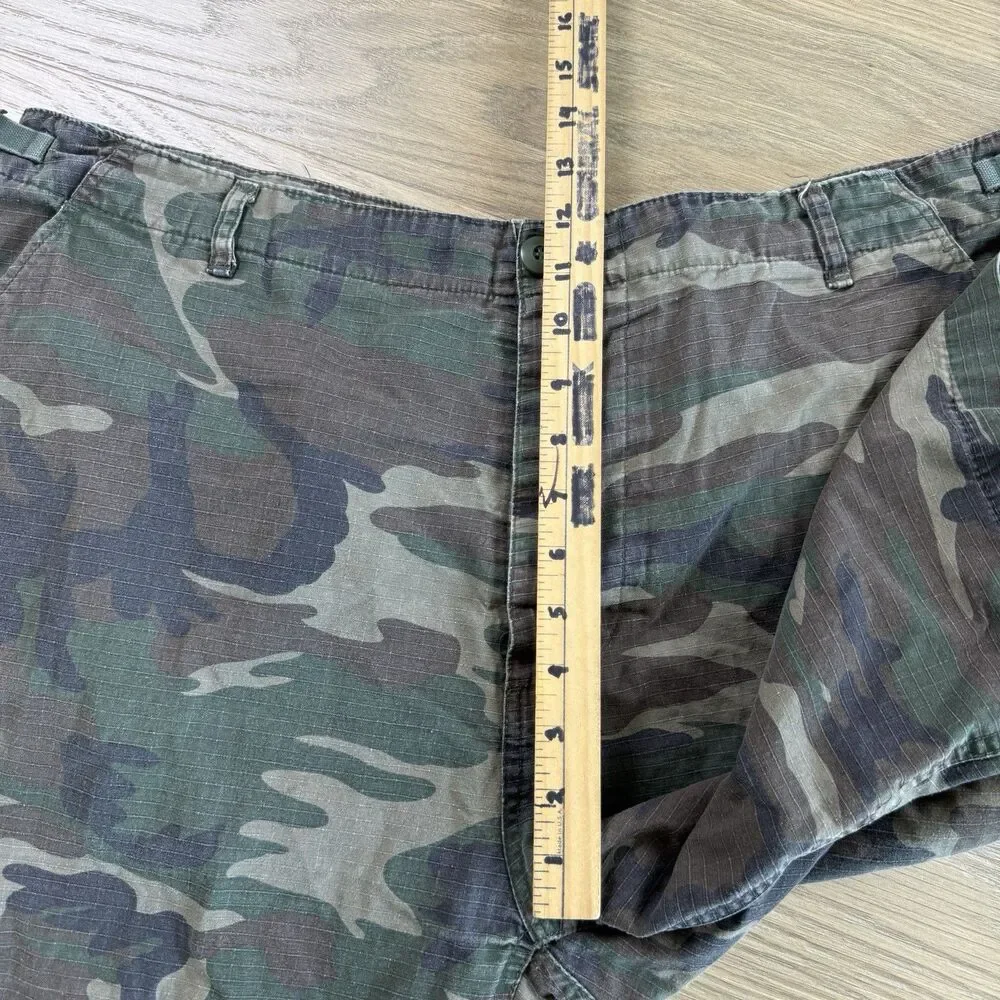 Brandit Shorts Men 4XL Woodland Camo Rip Stop Cargo Adjustable Waist Military
